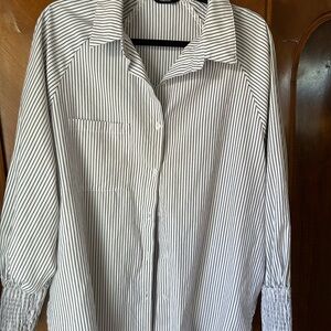 Classic Black and White Striped Ladies Shirt by Dokotoo